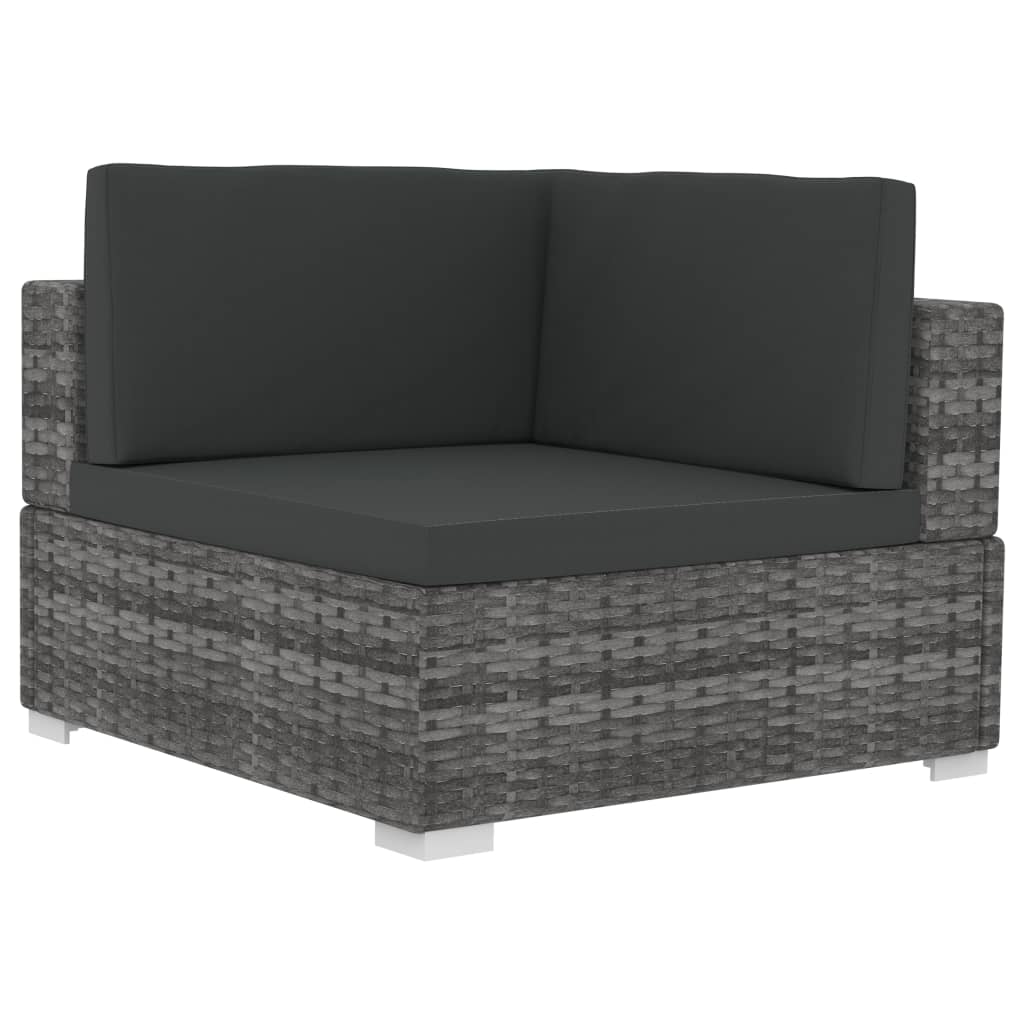 Conjunto sofás de jardim c/ almofadões 4 pcs vime PE cinzento