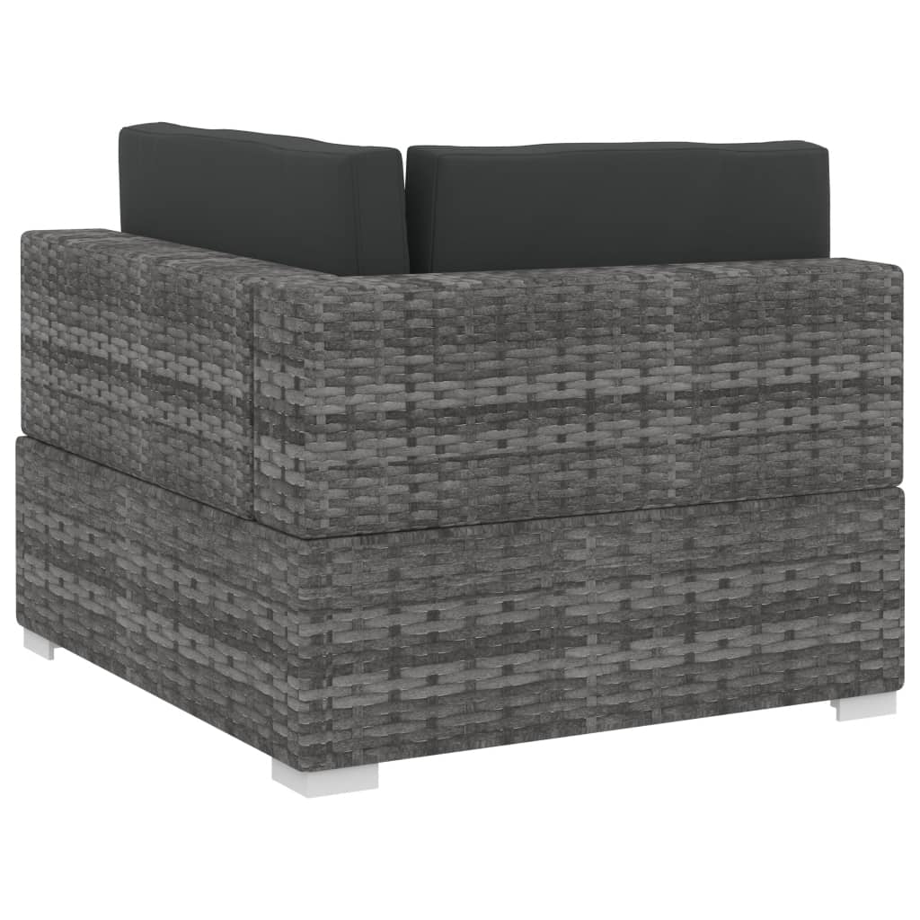 Conjunto sofás de jardim c/ almofadões 4 pcs vime PE cinzento