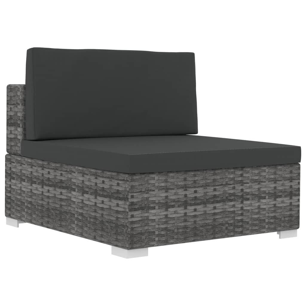 Conjunto sofás de jardim c/ almofadões 4 pcs vime PE cinzento