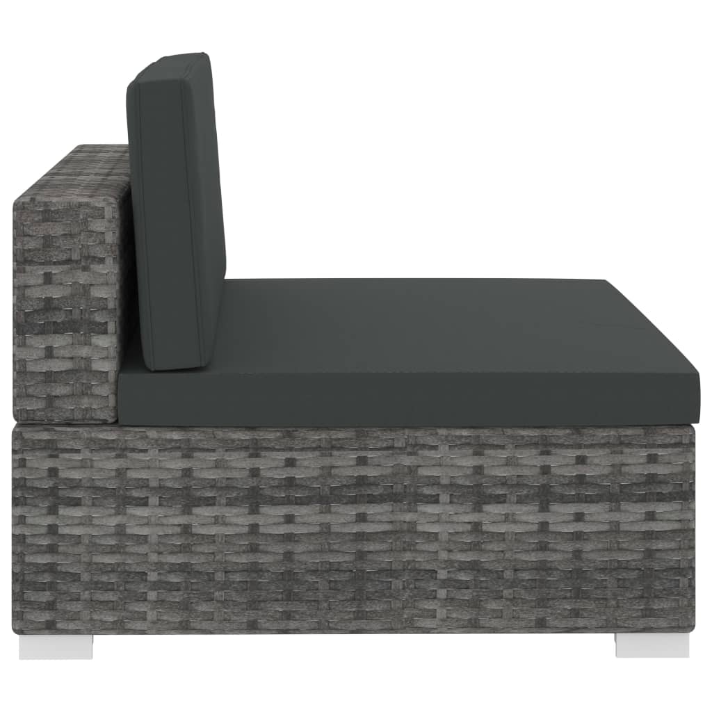 Conjunto sofás de jardim c/ almofadões 4 pcs vime PE cinzento