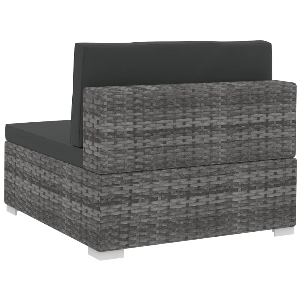 Conjunto sofás de jardim c/ almofadões 4 pcs vime PE cinzento