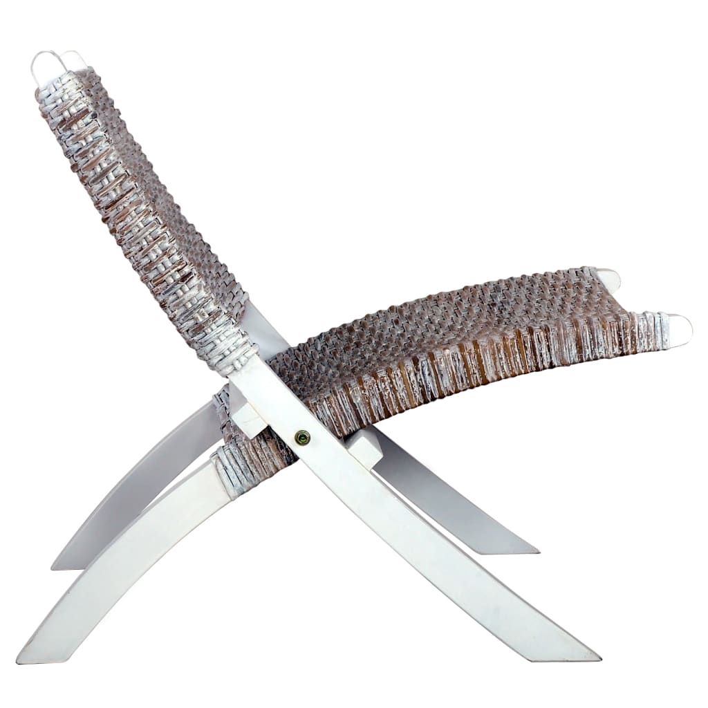 Cadeira relaxante vime Kubu natural/madeira mogno maciça branco