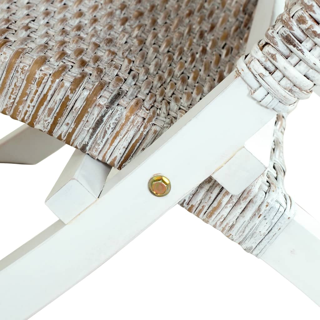 Cadeira relaxante vime Kubu natural/madeira mogno maciça branco