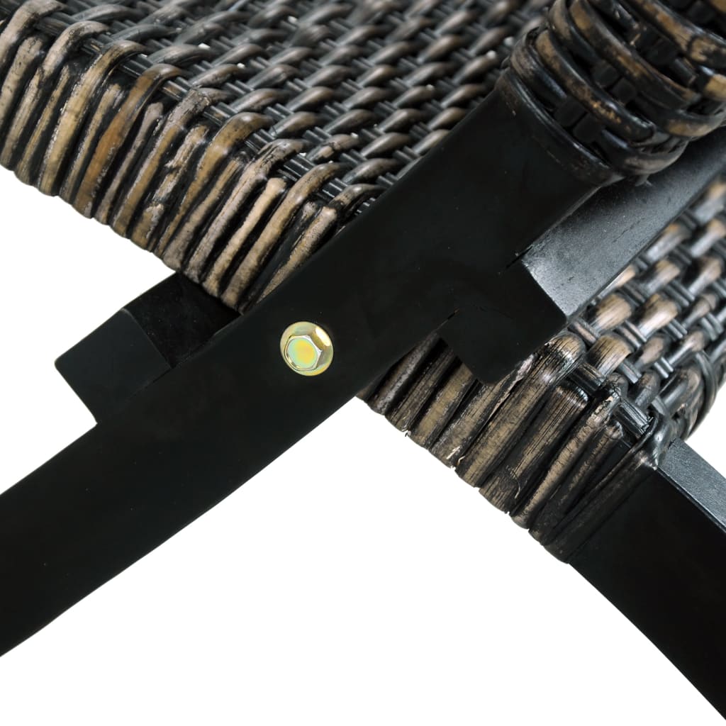 Cadeira relaxante vime Kubu natural/madeira mogno maciça branco