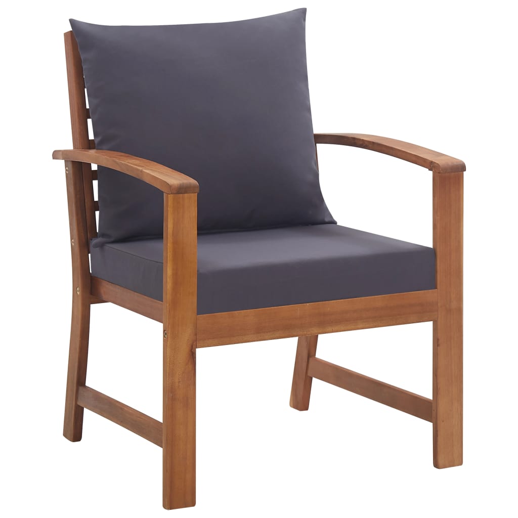 4 pcs conjunto lounge de jardim c/ almofadões acácia maciça