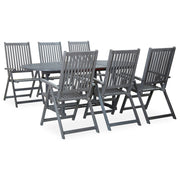 7 pcs conjunto jantar exterior madeira acácia maciça cinzento