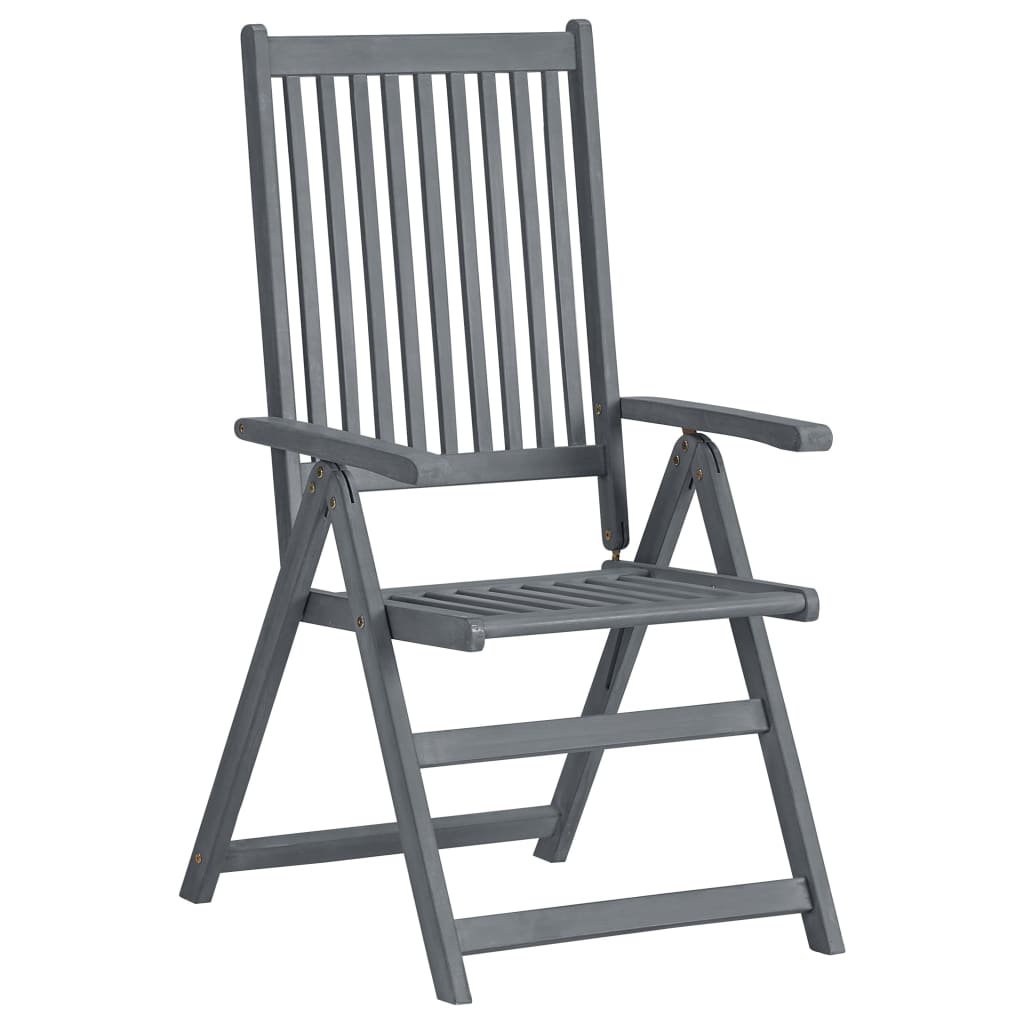 7 pcs conjunto jantar exterior madeira acácia maciça cinzento