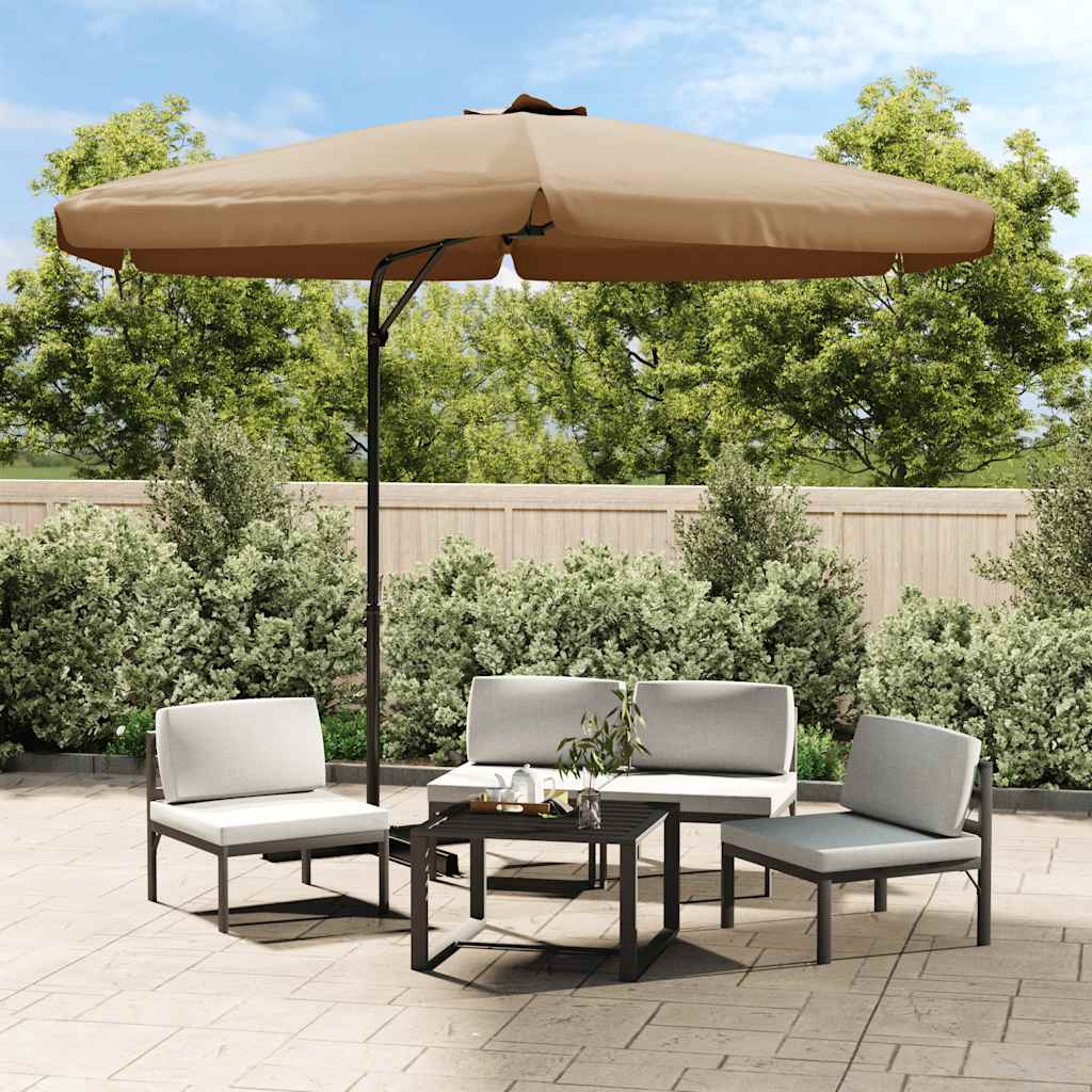 Guarda-sol de jardim c/ poste de aço 300cm cinzento-acastanhado