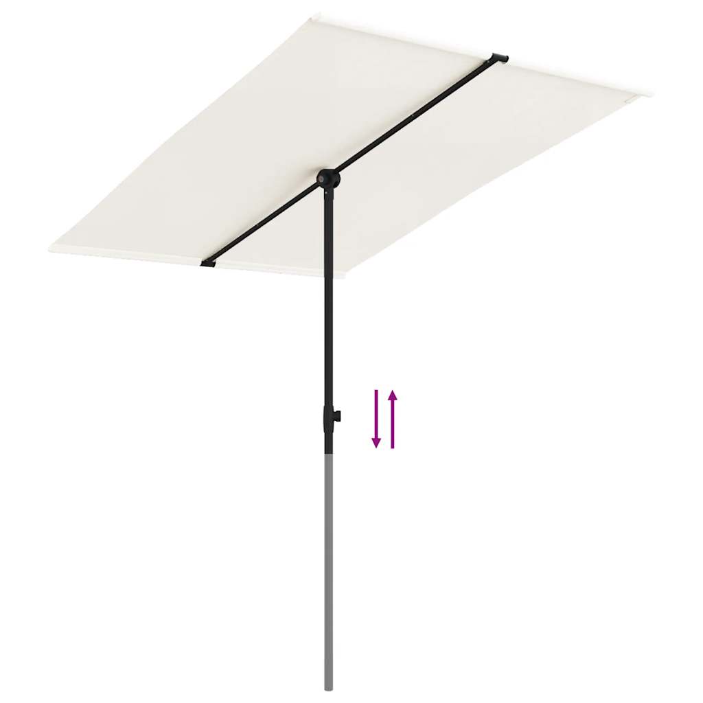 Guarda-sol de jardim c/ poste de alumínio 2x1,5 m branco areia