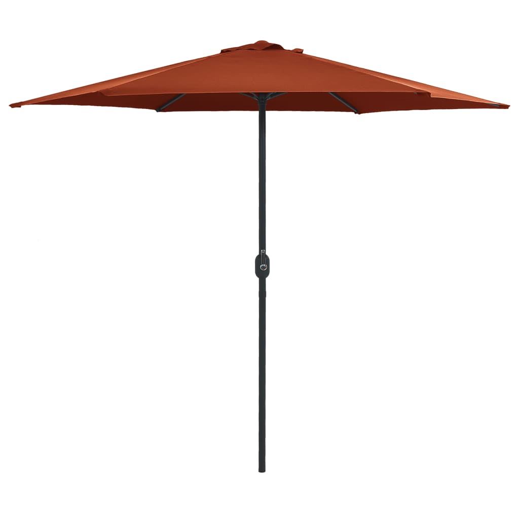 Guarda-sol de jardim c/ poste de alumínio 270x246 cm terracota