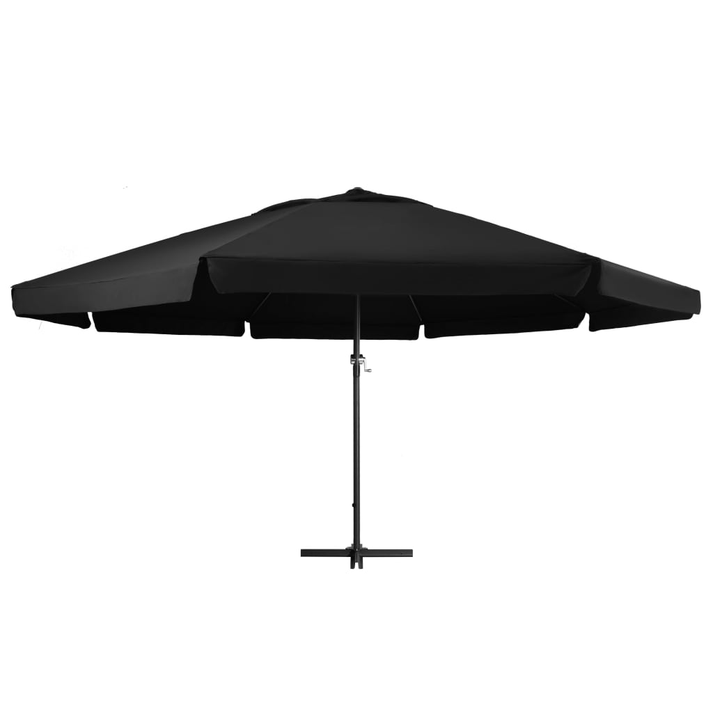 Guarda-sol de jardim com poste de alumínio 500 cm preto