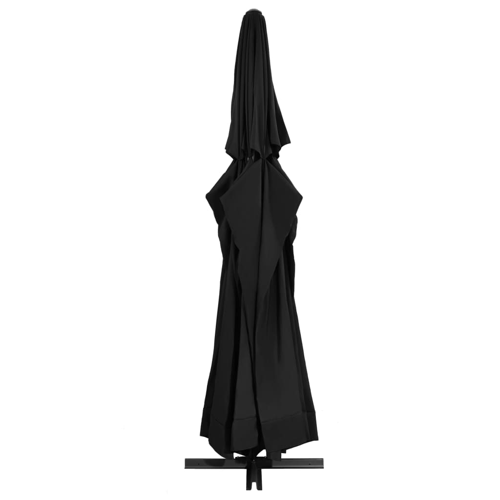 Guarda-sol de jardim com poste de alumínio 500 cm preto