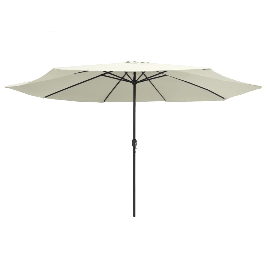 Guarda-sol de jardim com poste de metal 390 cm branco areia