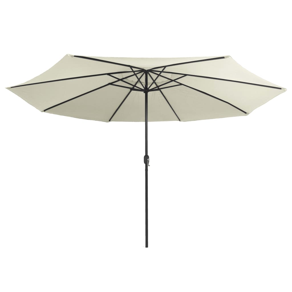 Guarda-sol de jardim com poste de metal 390 cm branco areia