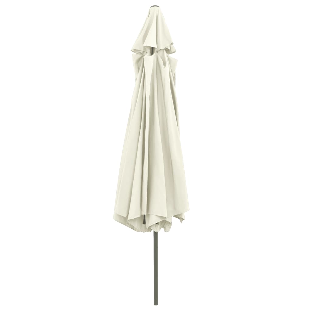 Guarda-sol de jardim com poste de metal 390 cm branco areia