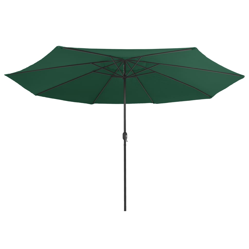 Guarda-sol de jardim com poste de metal 390 cm verde