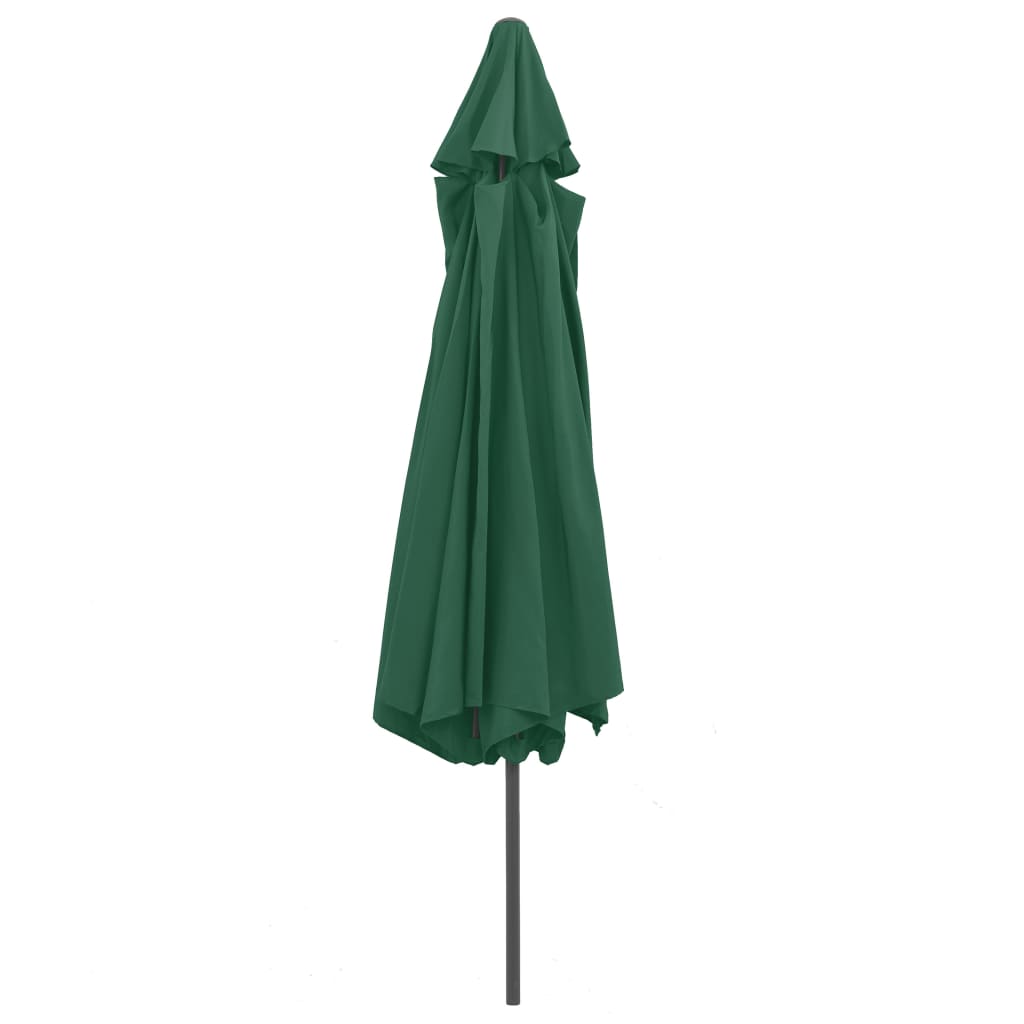 Guarda-sol de jardim com poste de metal 390 cm verde
