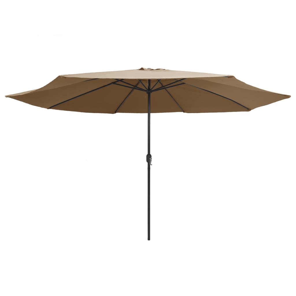 Guarda-sol de jardim c/ poste metal 390 cm cinzento-acastanhado