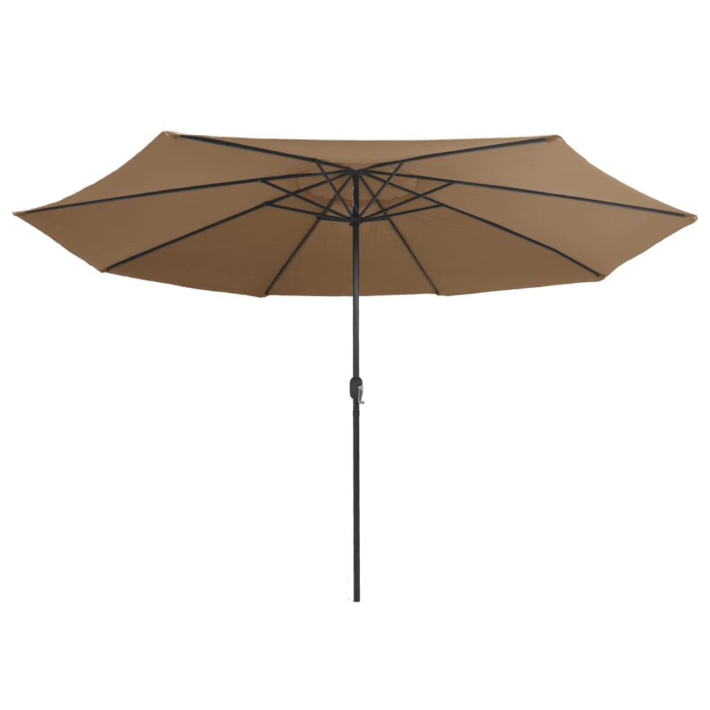Guarda-sol de jardim c/ poste metal 390 cm cinzento-acastanhado