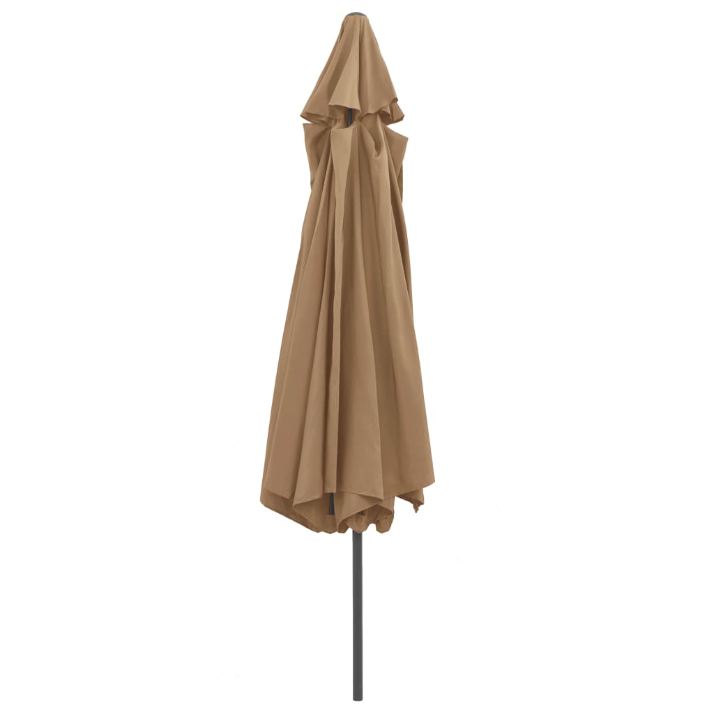 Guarda-sol de jardim c/ poste metal 390 cm cinzento-acastanhado