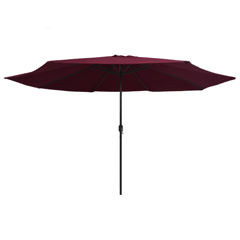 Guarda-sol de jardim com poste de metal 390 cm bordô