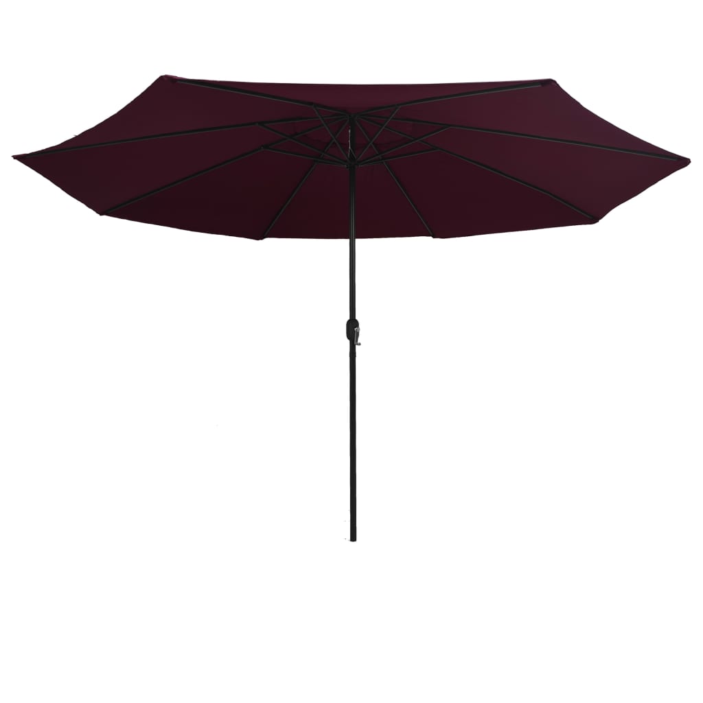 Guarda-sol de jardim com poste de metal 390 cm bordô