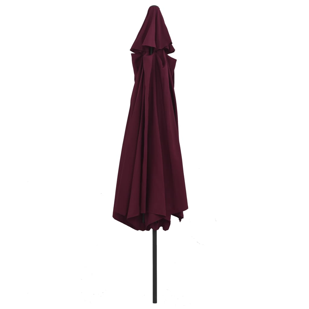 Guarda-sol de jardim com poste de metal 390 cm bordô
