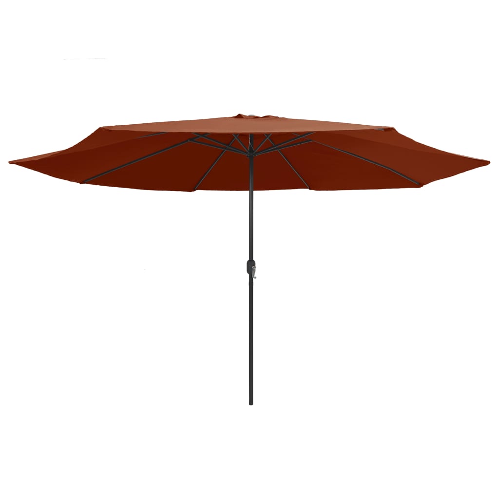 Guarda-sol de jardim com poste de metal 390 cm terracota