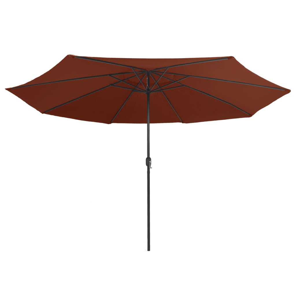 Guarda-sol de jardim com poste de metal 390 cm terracota
