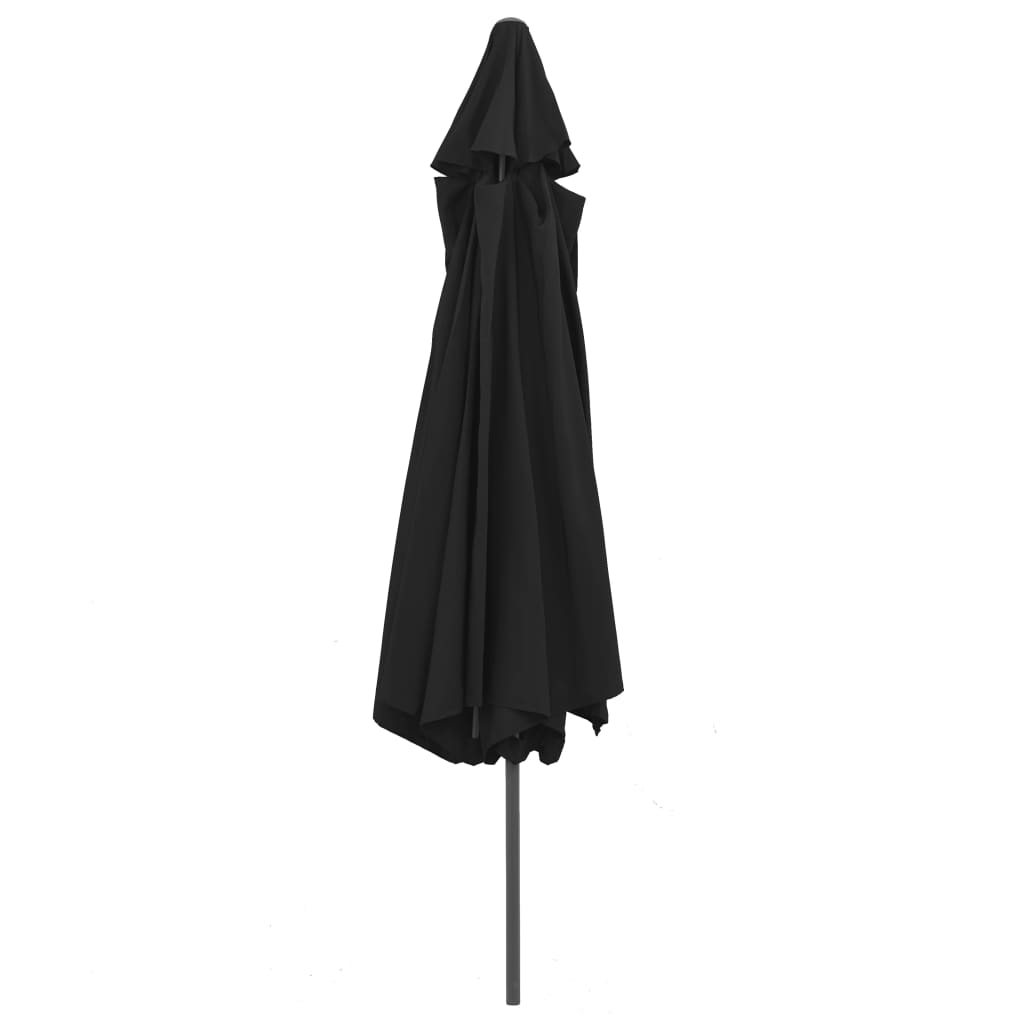 Guarda-sol de jardim com poste de metal 390 cm preto