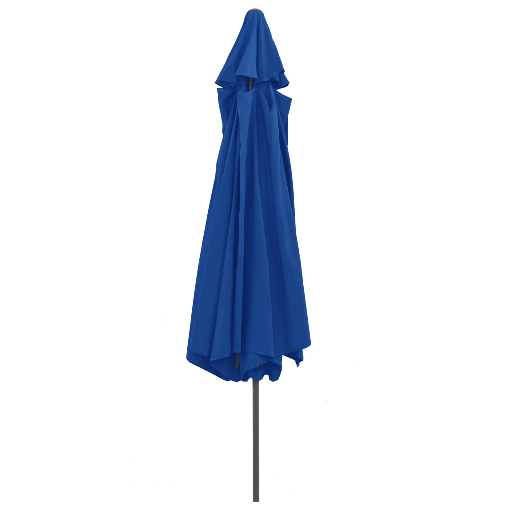 Guarda-sol de jardim com poste de metal 390 cm azul-ciano