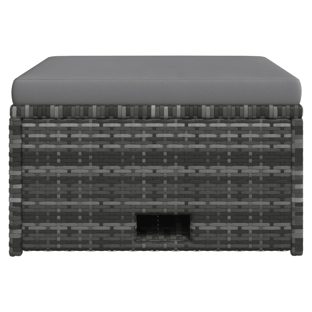 4 pcs conjunto lounge de jardim c/ almofadões vime PE cinzento