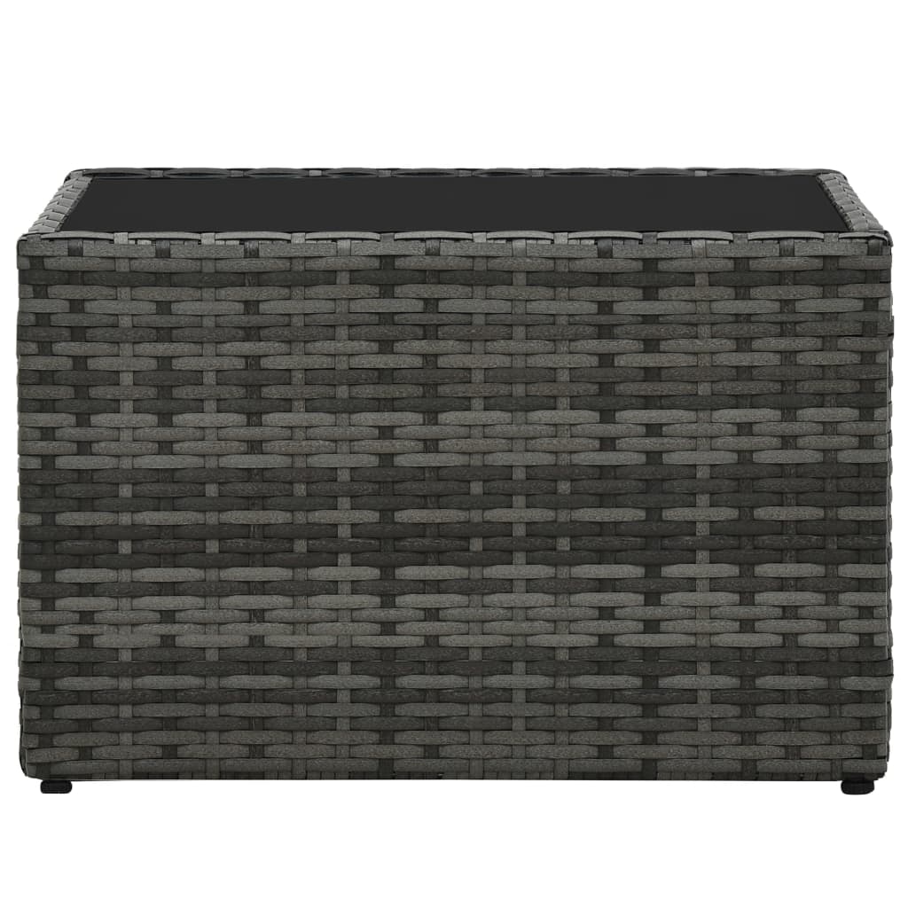 5 pcs conjunto lounge de jardim c/ almofadões vime PE cinzento