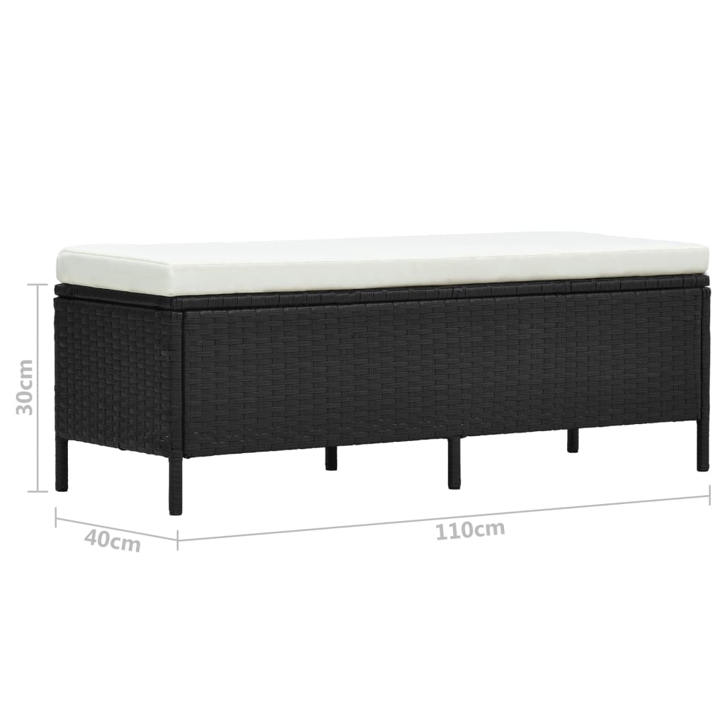 3 pcs conjunto lounge de jardim c/ almofadões vime PE preto