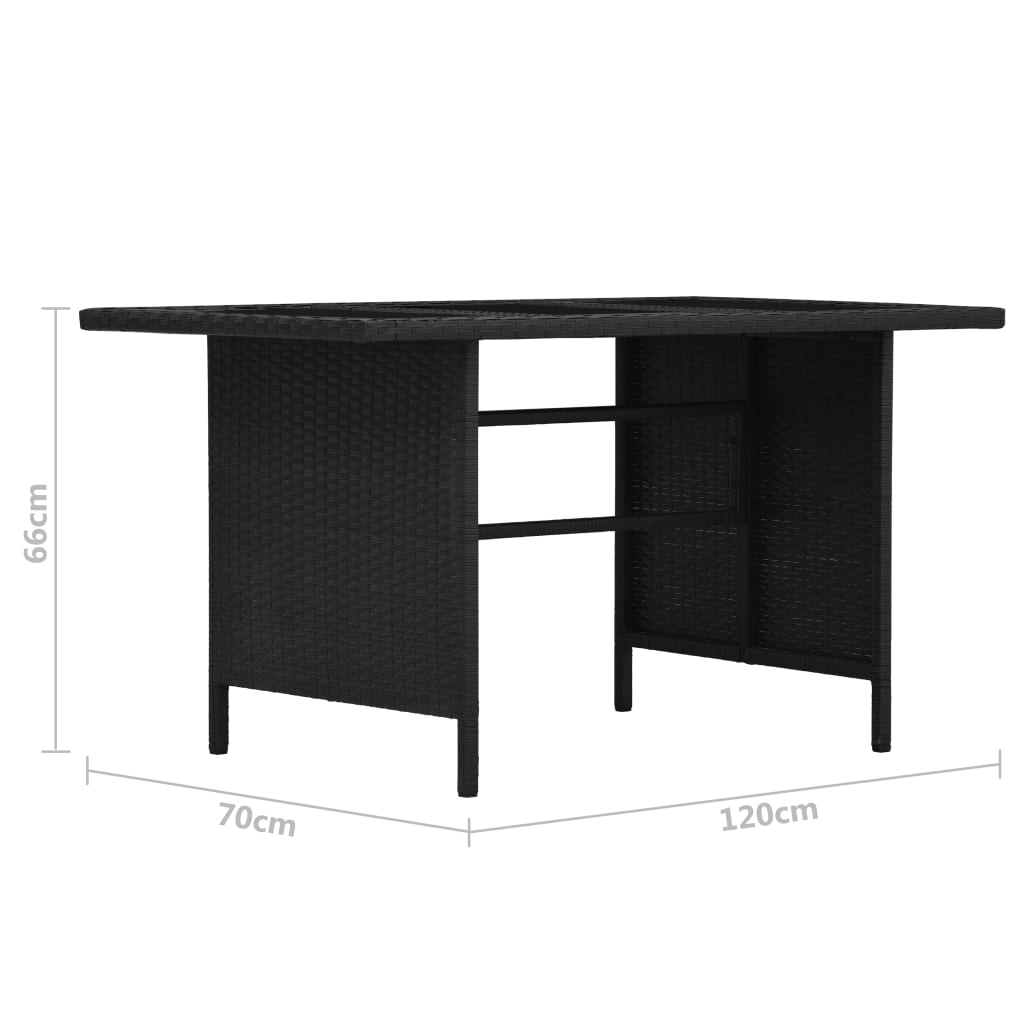 3 pcs conjunto lounge de jardim c/ almofadões vime PE preto