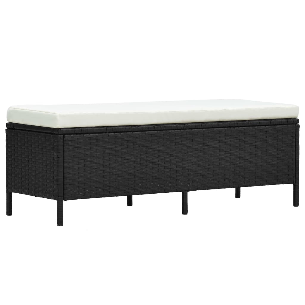 3 pcs conjunto lounge de jardim c/ almofadões vime PE preto