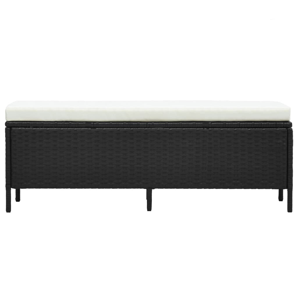 3 pcs conjunto lounge de jardim c/ almofadões vime PE preto