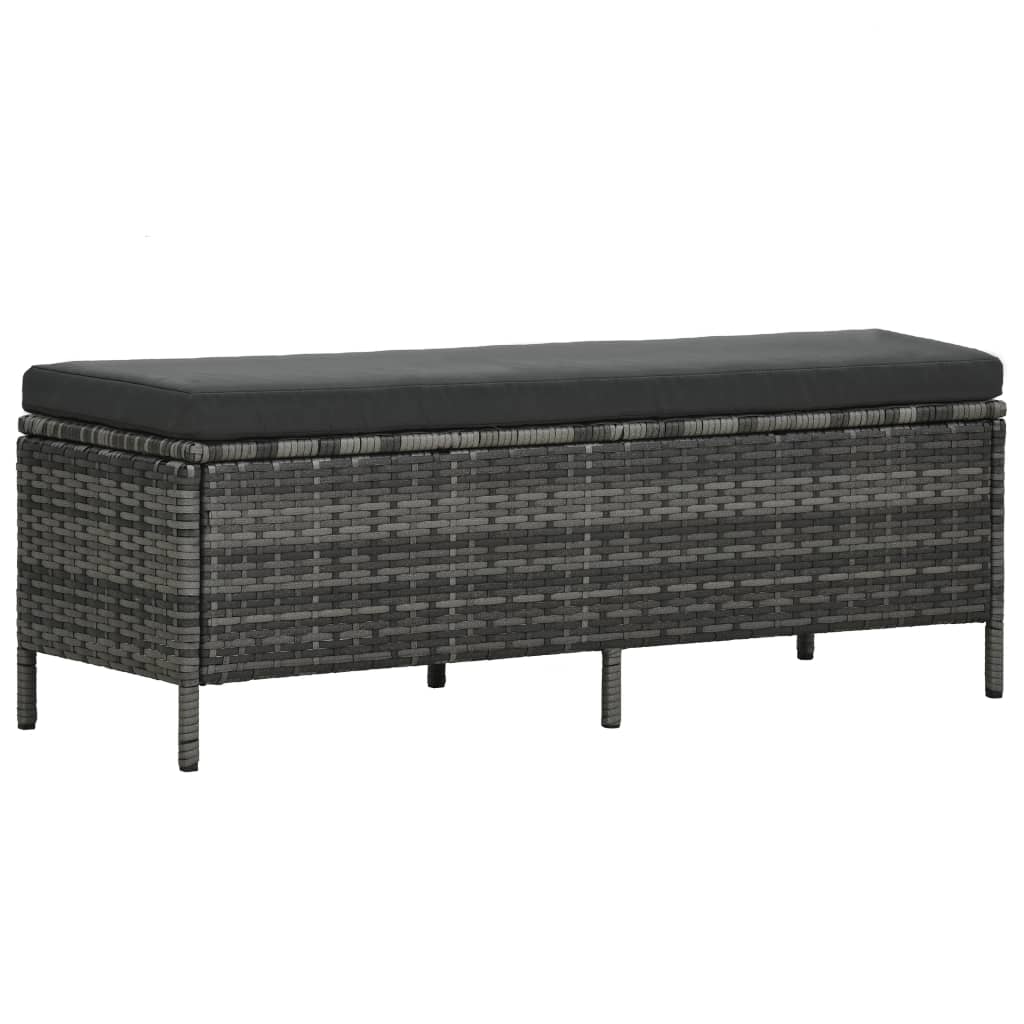3 pcs conjunto lounge de jardim c/ almofadões vime PE cinzento