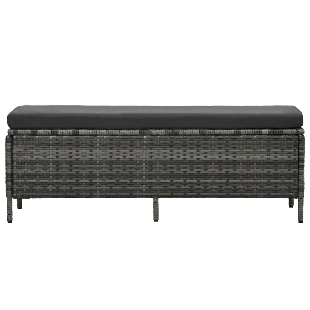 3 pcs conjunto lounge de jardim c/ almofadões vime PE cinzento