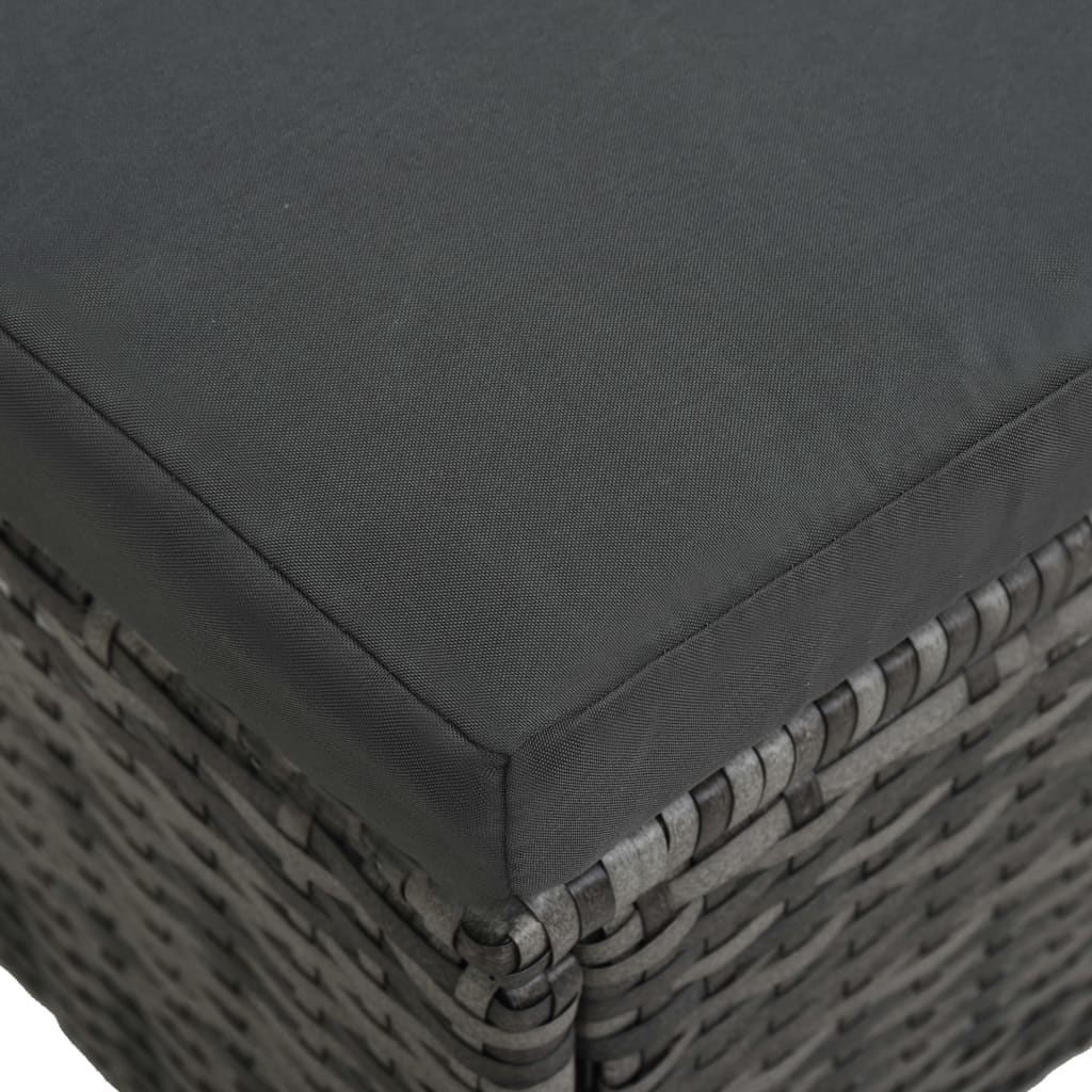 3 pcs conjunto lounge de jardim c/ almofadões vime PE cinzento