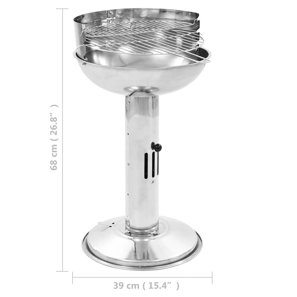 47853  Churrasqueira a carvão pedestal em aço inoxidável