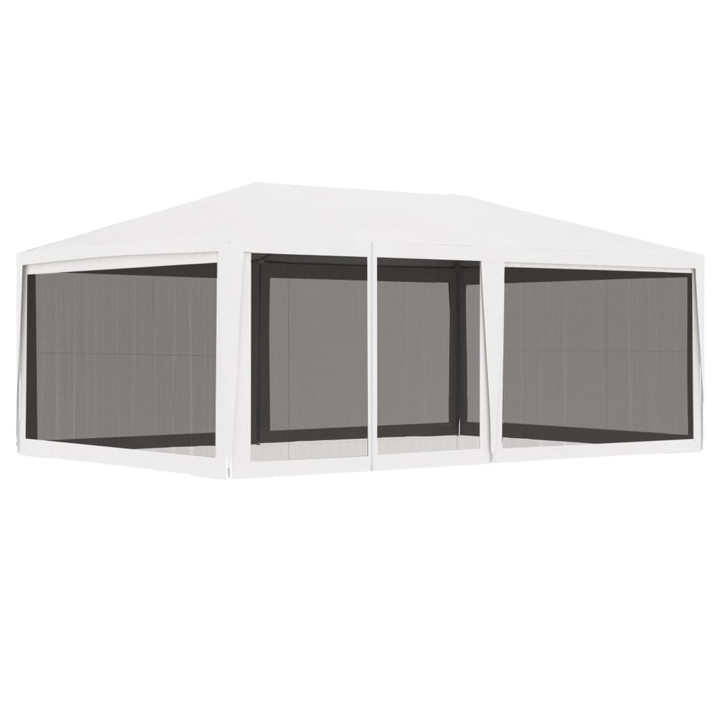 Tenda para festas com 4 paredes laterais em rede 4x6 m branco
