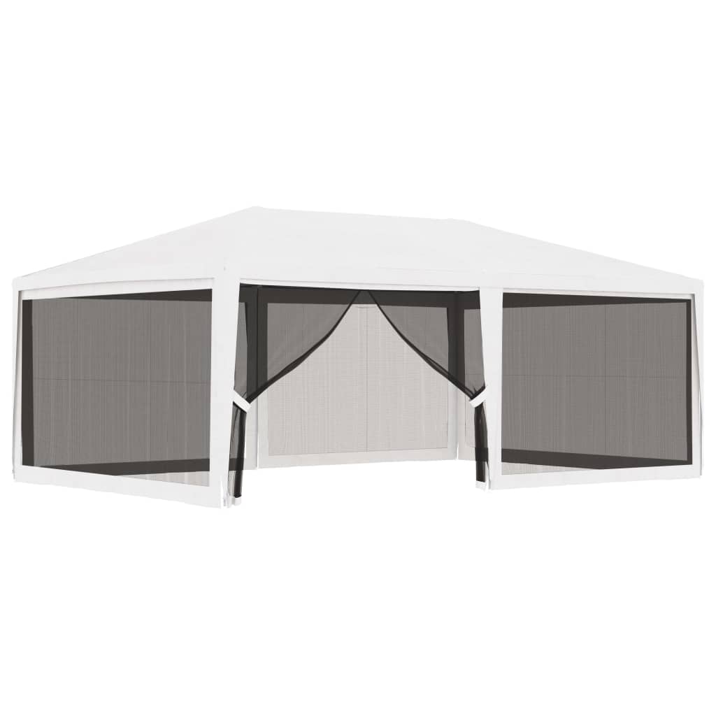 Tenda para festas com 4 paredes laterais em rede 4x6 m branco