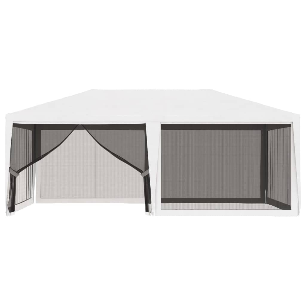 Tenda para festas com 4 paredes laterais em rede 4x6 m branco