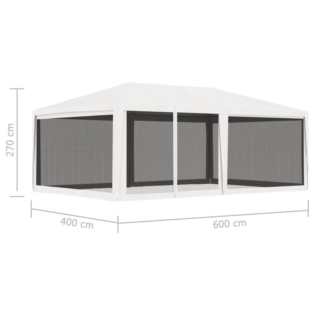 Tenda para festas com 4 paredes laterais em rede 4x6 m branco