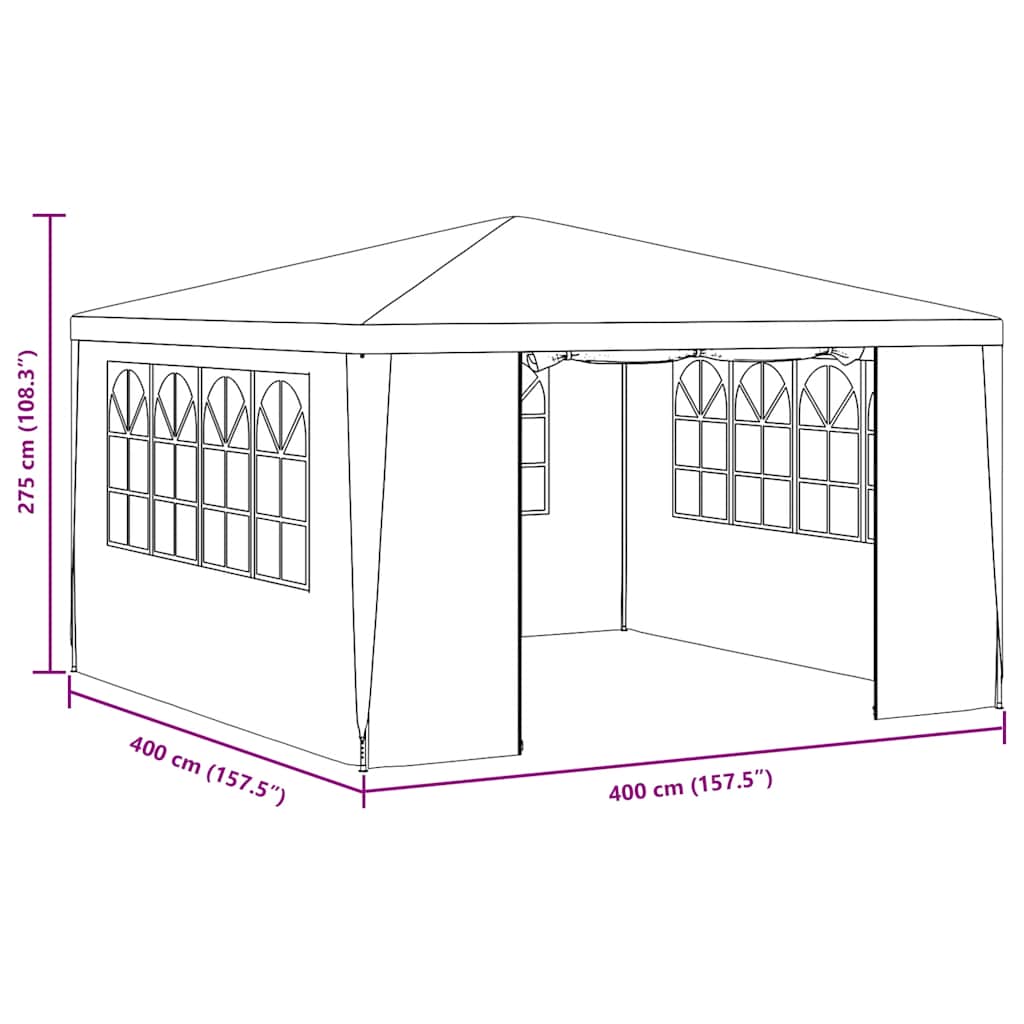 Tenda festas profissional c/ paredes laterais 4x4m 90g/m² verde