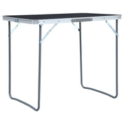 Mesa de campismo dobrável com estrutura metal 80x60 cm cinzento