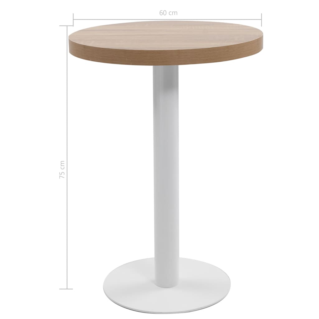 Mesa bistrô 80x80 cm MDF castanho-claro