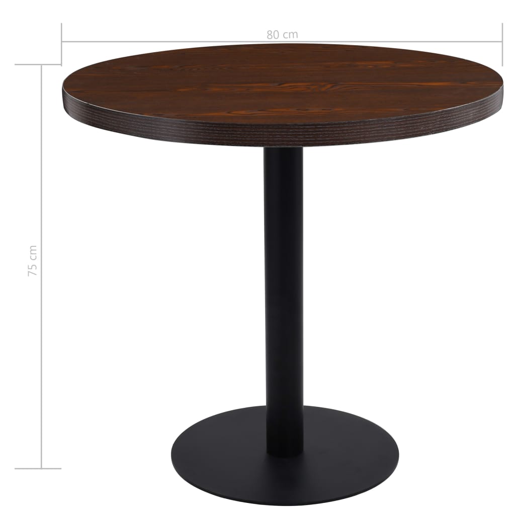 Mesa bistrô 80x80 cm MDF castanho-claro