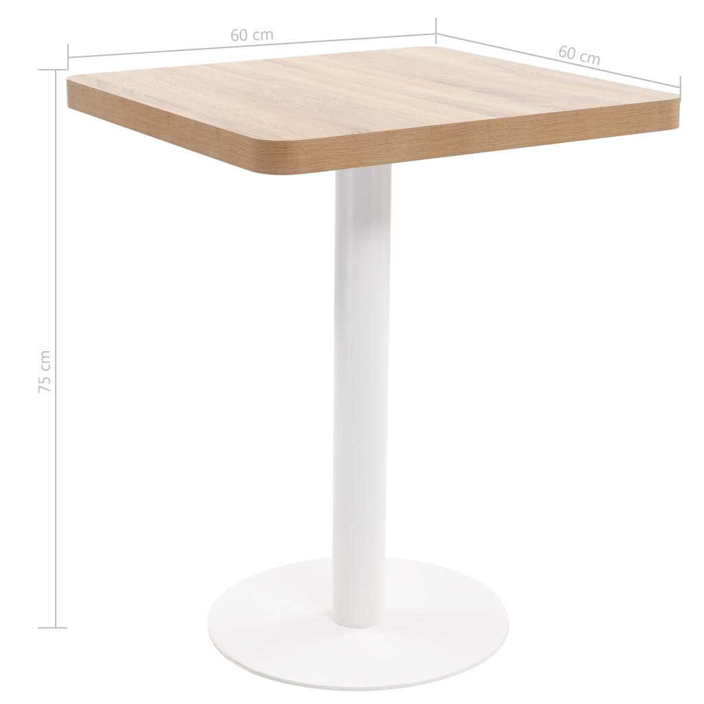 Mesa bistrô 80x80 cm MDF castanho-claro